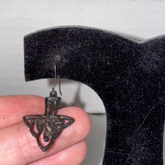 Celtic Triangle Dangle Earrings - Picture 7 of 14